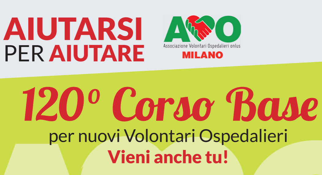 Parte a ottobre il 120° corso base dell'Associazione Volontari Ospedalieri Onlus - Milano